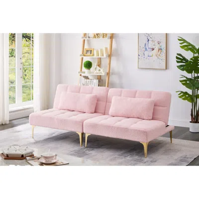Simplie Fun 71" Convertible Sofa Bed Futon In Pink