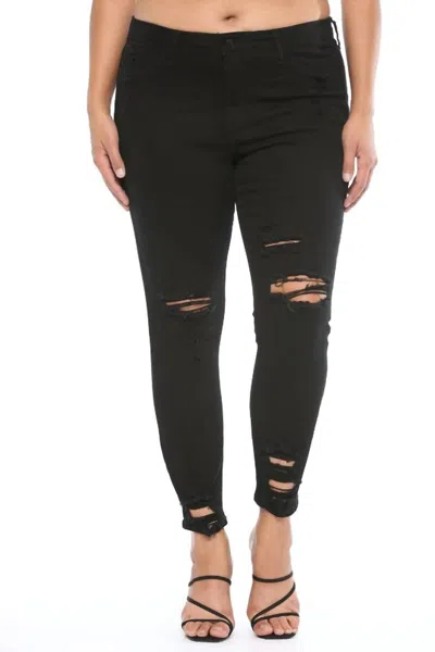 Cello Destroyed Ankle Cutout Skinny Jeans In Black