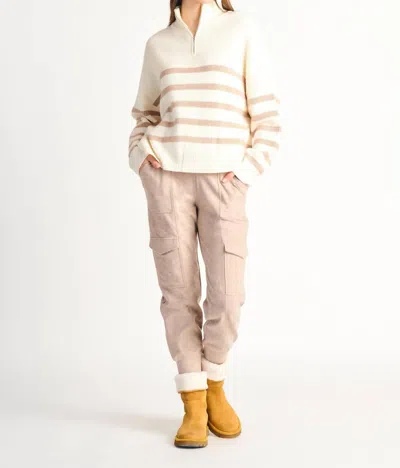 Dex Half Zip Stripe Sweater In Natural In White