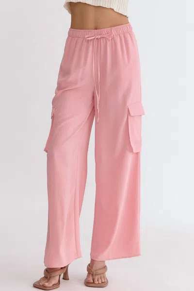 Entro Wide Leg Cargo Pant In Baby Pink