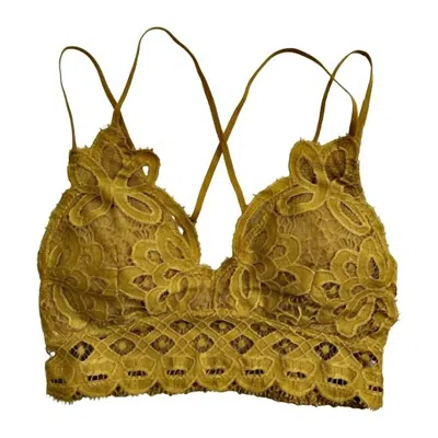 Anemone Sheen Lace Plus Bralette In Gold