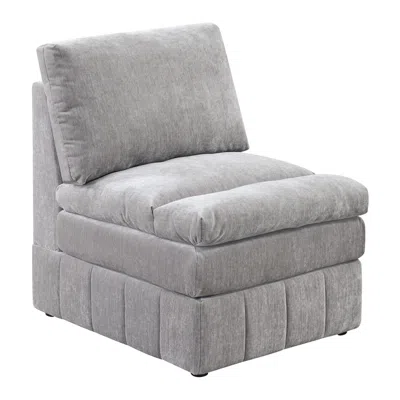 Simplie Fun 1pc Armless Chair Modular Plush Chair Sectional Sofa Granite Morgan Fabric Suede In Gray