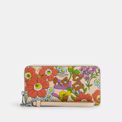Coach Outlet Long Zip Around Wallet With Floral Print In Multi