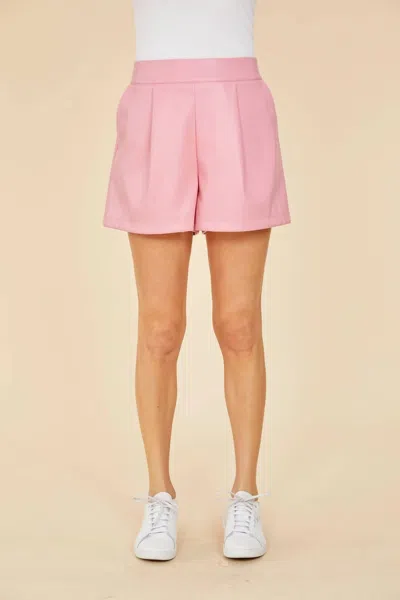 Dolce Cabo Faux Leather Pleated Shorts In Pink