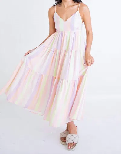 Karlie Lola Pastel Tiered Maxi Dress In Multi Color In Beige