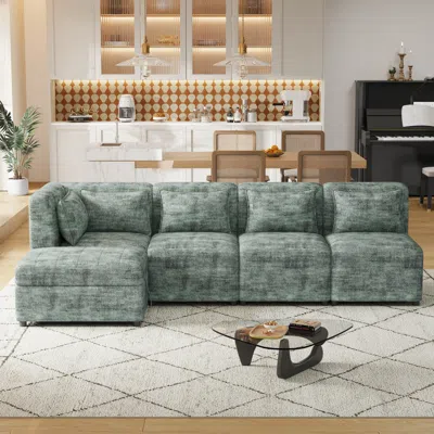 Simplie Fun Free-combined Sectional Sofa 5-seater Modular Couches In Green