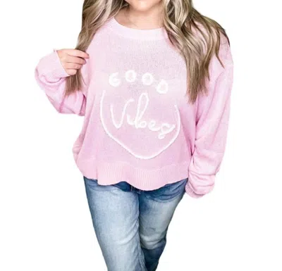Le Lis Good Vibes Lightweight Sweater In Pink