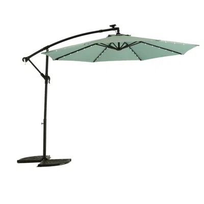 Simplie Fun 10ft Solar Led Offset Hanging Market Patio Umbrella ( Light Green )