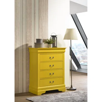 Simplie Fun Louis Philippe G3102-bc 4 Drawer Chest In Yellow