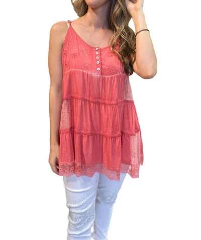 Pol Lace Tank In Coral In Pink