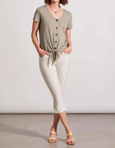 Tribal Button Knot-hem Top In Dried Sage In Green