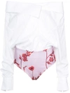 Johanna Ortiz Alida Cotton-blend Poplin And Floral-print Jersey Bodysuit