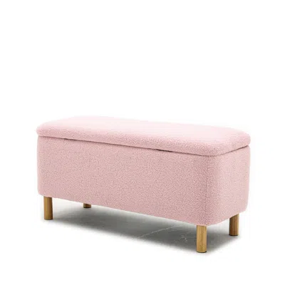 Simplie Fun Basics Upholstered Storage Ottoman And Entryway Bench Pink