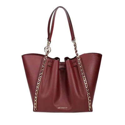 Michael Kors Mina Large Cherry Leather Belted Chain Inlay Tote Women's Bag In Multi