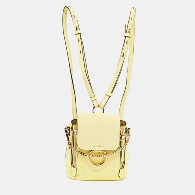 Chloé Lemonade Leather And Suede Mini Faye Day Backpack In Yellow