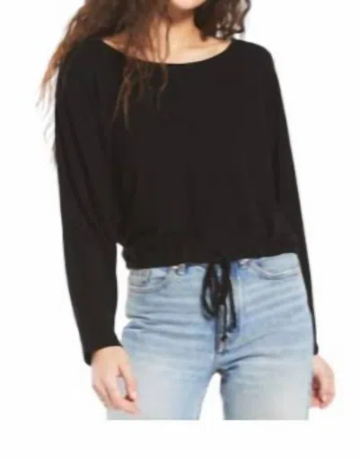 Z Supply Dollie Slub Sweater Top In Black