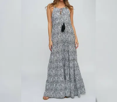 Pia Rossini Safari Maxi Dress In Black And White In Multi