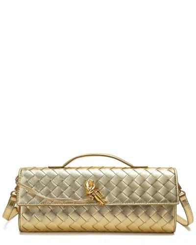 Tiffany & Fred Paris Woven Leather Clutch In Gold