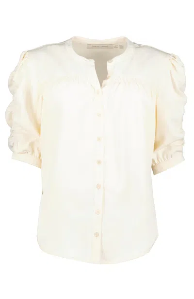 Bishop + Young Rachel Ruched Sleeve Blouse In Ivory In Multi