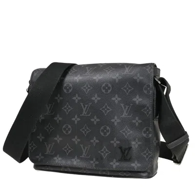 Pre-owned Louis Vuitton District Canvas Shoulder Bag () In Black
