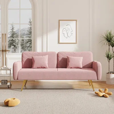 Simplie Fun 70.47" Pink Fabric Double Sofa
