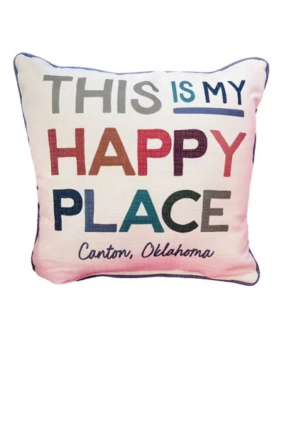 Little Birdie Happy Place Canton Ok Pillow In Off White In Pink
