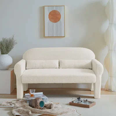 Simplie Fun Modern Boucle Loveseat For Living Room In Neutral