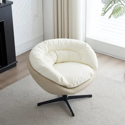 Simplie Fun Swivel Sofa Barrel Chair For Bedroom In Neutral
