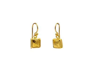 Gurhan Amulet Gold Single Drop Earrings, 9mm Square On Hook, No Stone