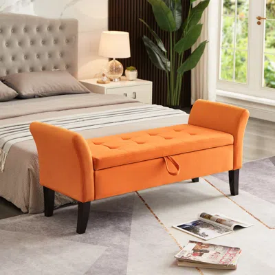 Simplie Fun 51.5" Bed Bench In Orange