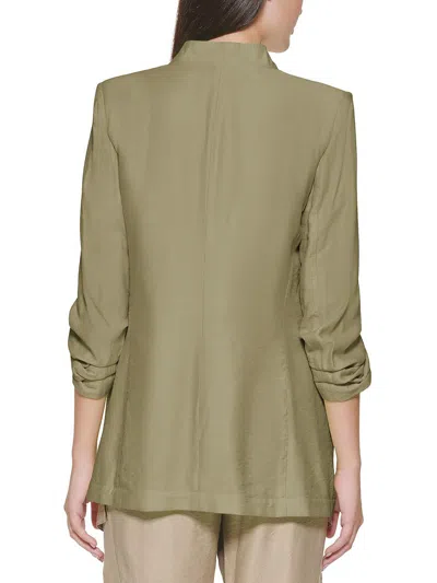 Dkny Womens Ruched Suit Separate Open-front Blazer In Green