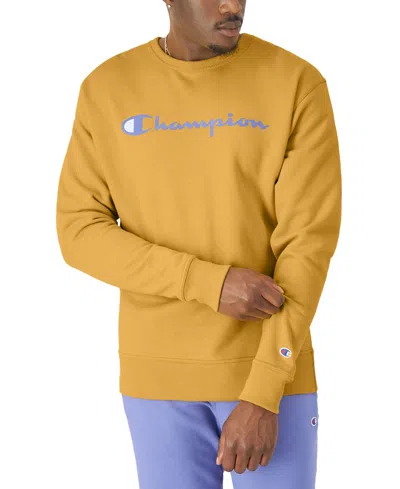 Champion Men's Powerblend Fleece Logo Sweatshirt In Royal Gold