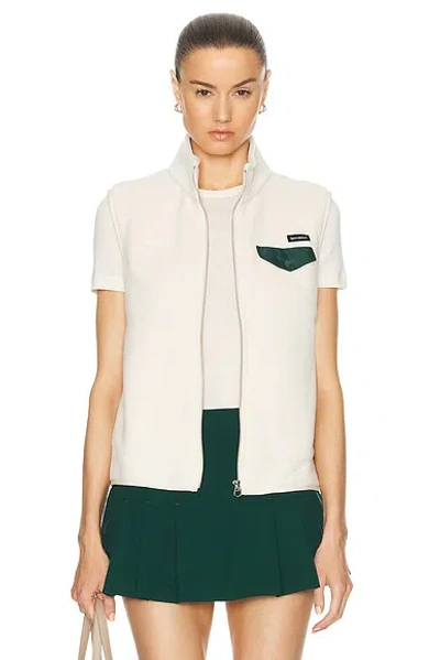 Sporty And Rich Zipped Polar Waistcoat In Cream & Forest