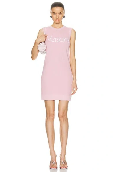 Versace 1978 Re-edition Logo Knitted Dress In Light Pink