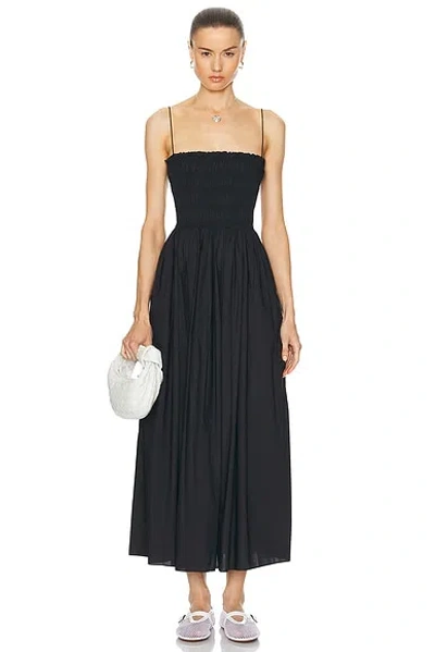 Matteau Smocked Cotton Maxi Dress In Black