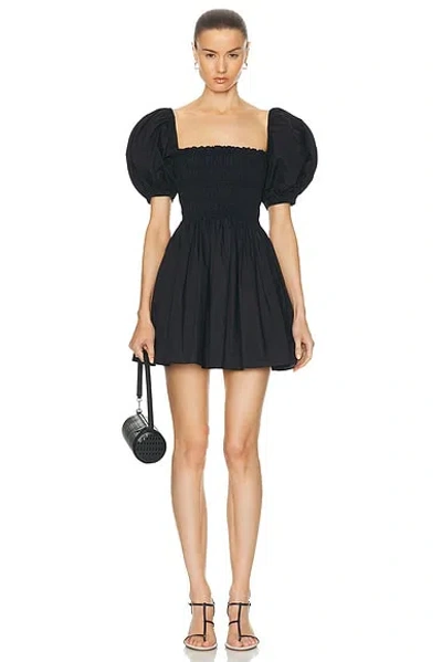 Matteau Shirred Mini Dress In Black