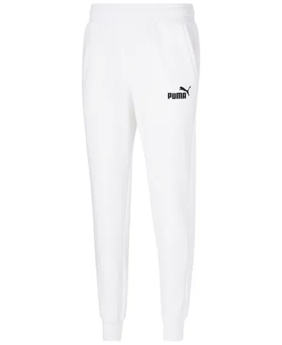 Puma Men's Embroidered Logo Fleece Jogger Sweatpants In White