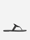 Tory Burch Miller Womens Patent Flat Thong Sandals In Black
