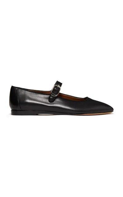 Le Monde Beryl Leather Mary Jane Ballet Flats In Black