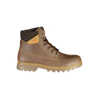 Carrera Chic Lace-up Boots With Contrasting Details In Brown