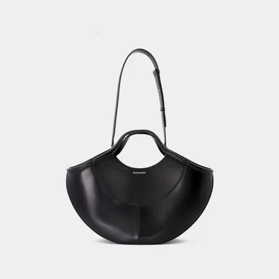 Alexander Mcqueen Black Leather The Cove Shopping Bag