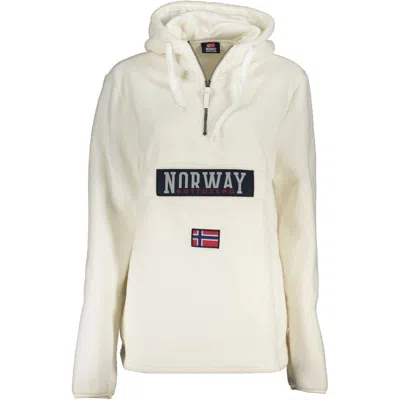 Norway 1963 Chic White Half-zip Hooded Sweatshirt