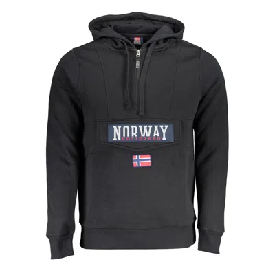 Norway 1963 Sleek Hooded Fleece Sweatshirt In Black