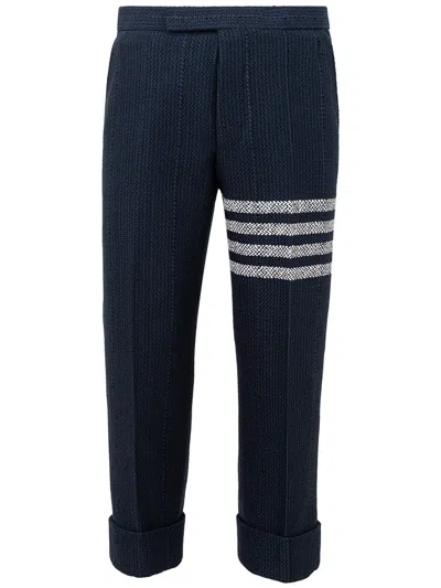 Thom Browne Blue Tweed Trousers In Brown