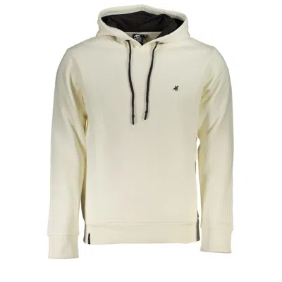 U.s. Grand Polo Elegant Hooded Sweatshirt With Embroidery Details In White