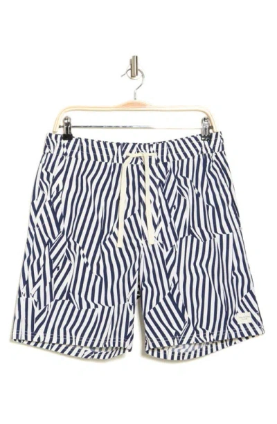 Rag & Bone Striped Cotton Bermuda Shorts In Navy Stripe