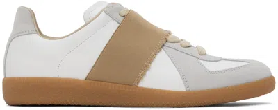 Maison Margiela Replica Elastic Band Sneakers Shoes In White,beige