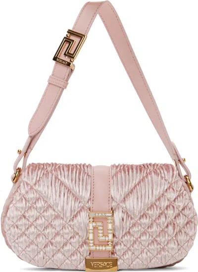 Versace Velvet Greca Goddess Mini Bag In Pink