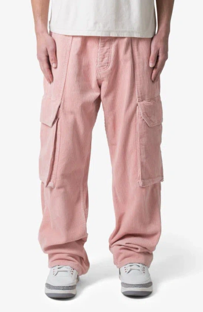 Mnml Ultra Baggy Corduroy Cargo Trousers In Pink