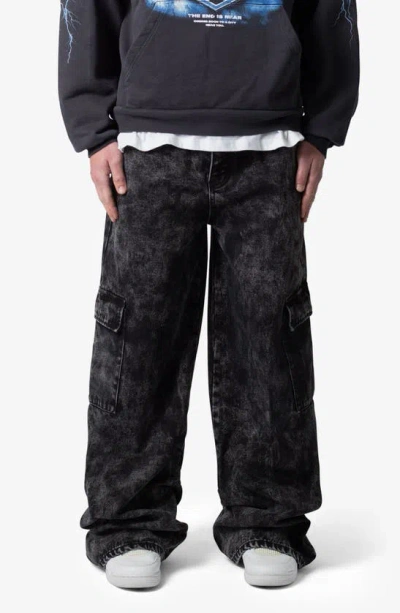 Mnml Void Baggy Cargo Jeans In Washed Black